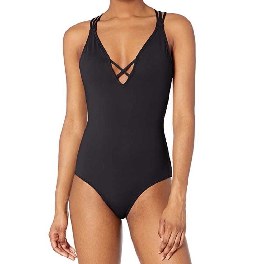O'Neill One Piece Black Salt Water Solid Swimsuit